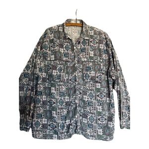 Vintage GUESS By Georges Marciano Men's L Abstract Design Button Up Shirt 80s